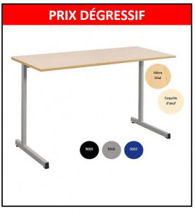 - TABLE SCOLAIRE GANGE 130X50 - FIXE - TAILLE 6