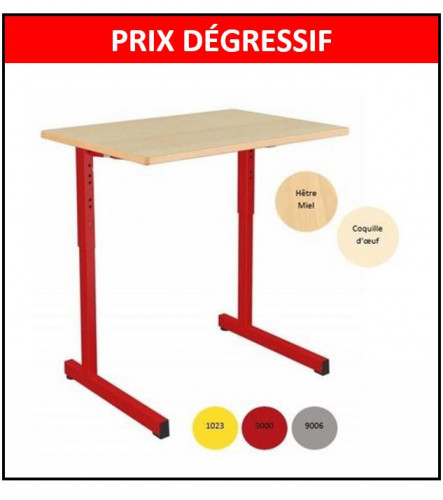 - TABLE SCOLAIRE GANGE 70X50 RÉGLABLE - TAILLE 3 A TAILLE 6